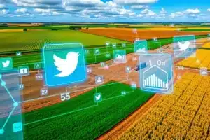 Representação da combinação entre marketing digital e agricultura moderna.