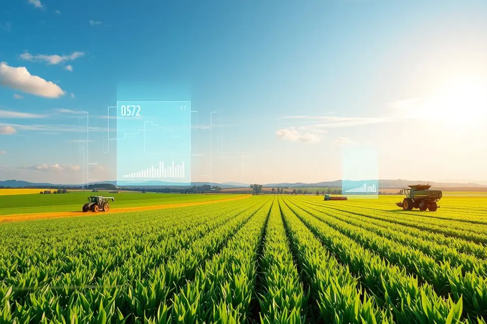 Campo agrícola simbolizando o futuro digital no setor agro.