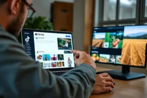 Profissional revisando estratégias de TikTok no setor agro.