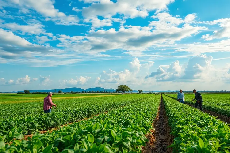 Interseção de marketing e agronegócio com tecnologia e inovação.