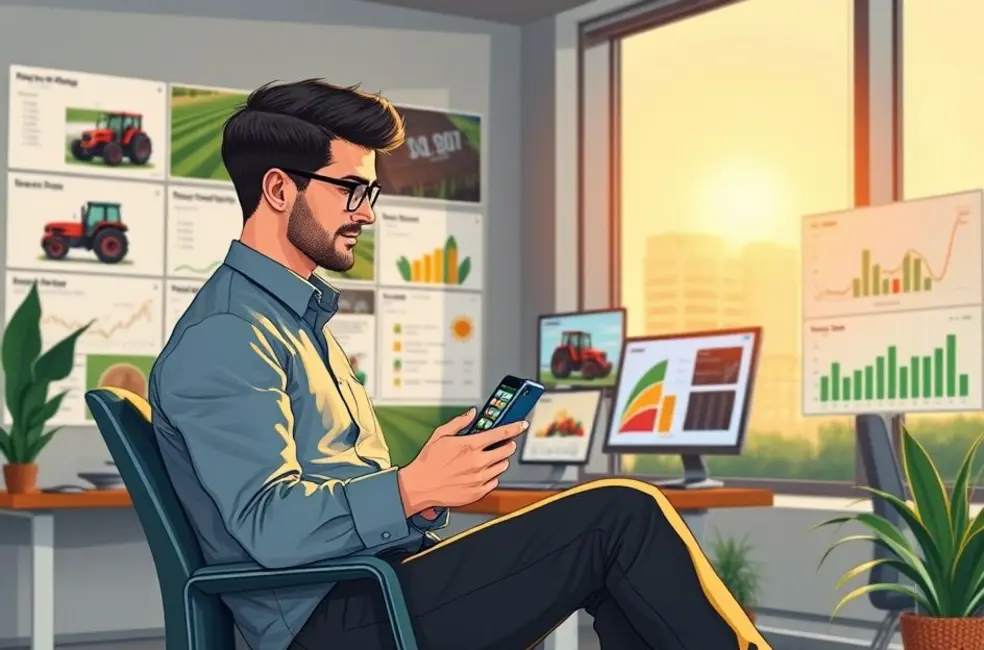 Equipe de marketing agrícola reunida planejando estratégia de conteúdo para TikTok.