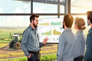 Imagem ilustrativa mostrando contraste entre controle fundador e colaboração em marketing no setor agro.